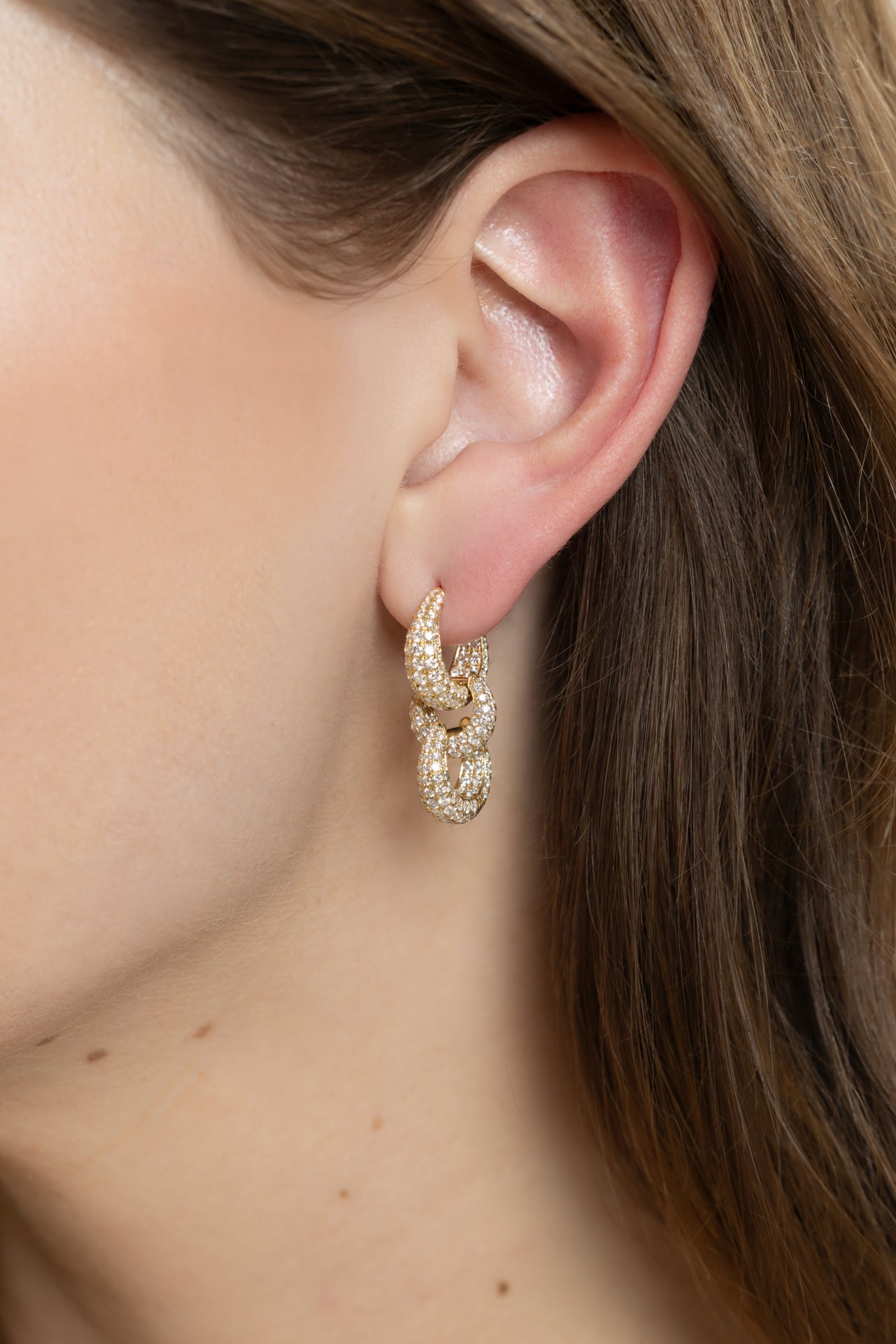 DIAMOND ENCRUSTED TAPERED HOOP