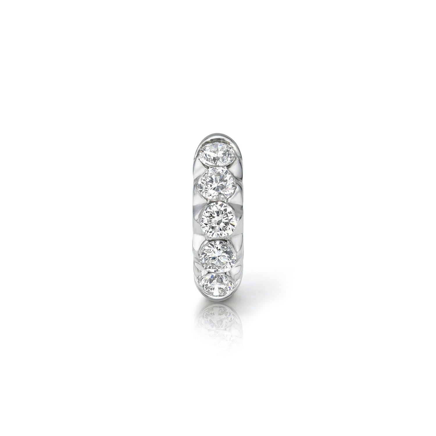 18k white gold 6.5mm hoop with floating round diamonds
