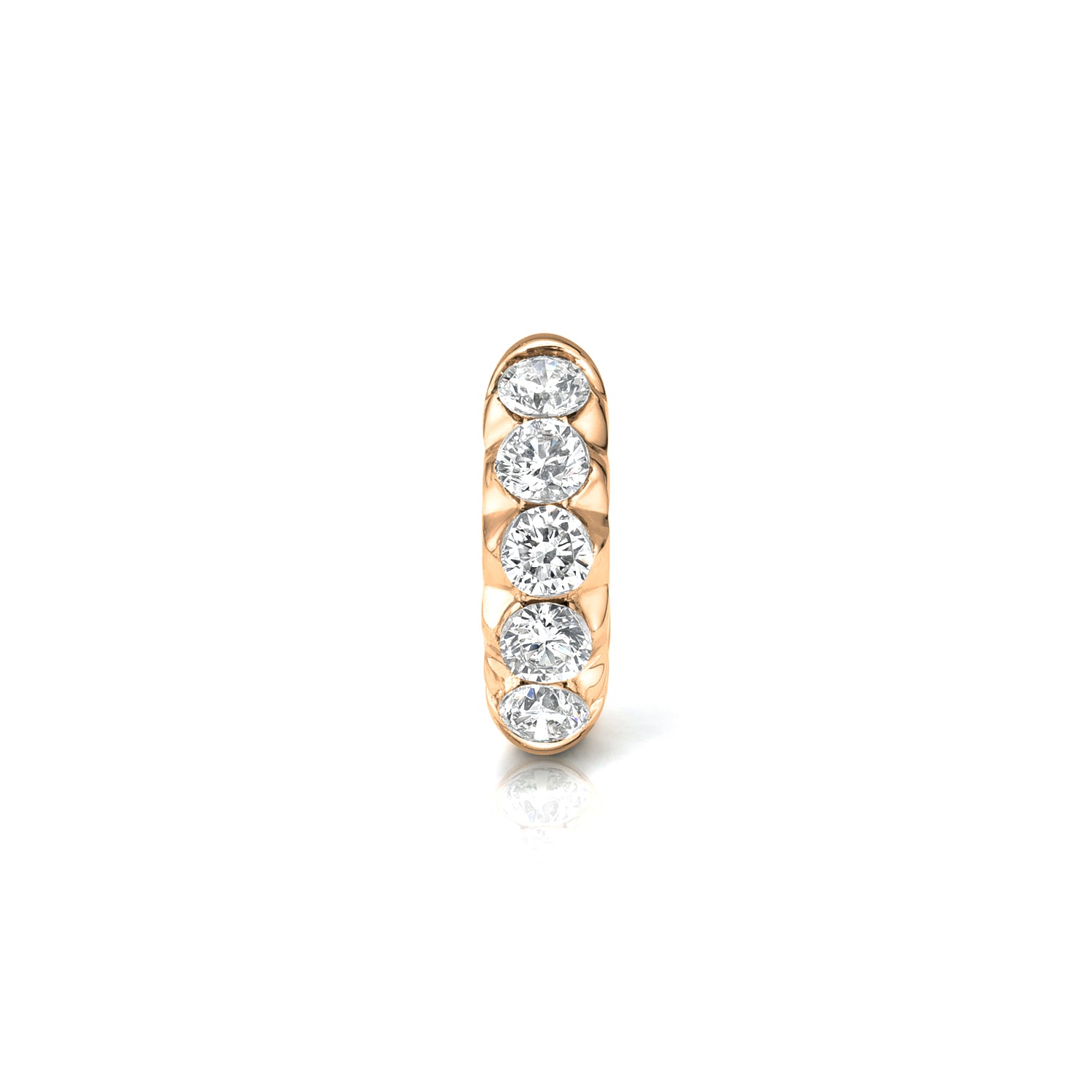 18k rose gold 6.5mm hoop with floating round diamonds