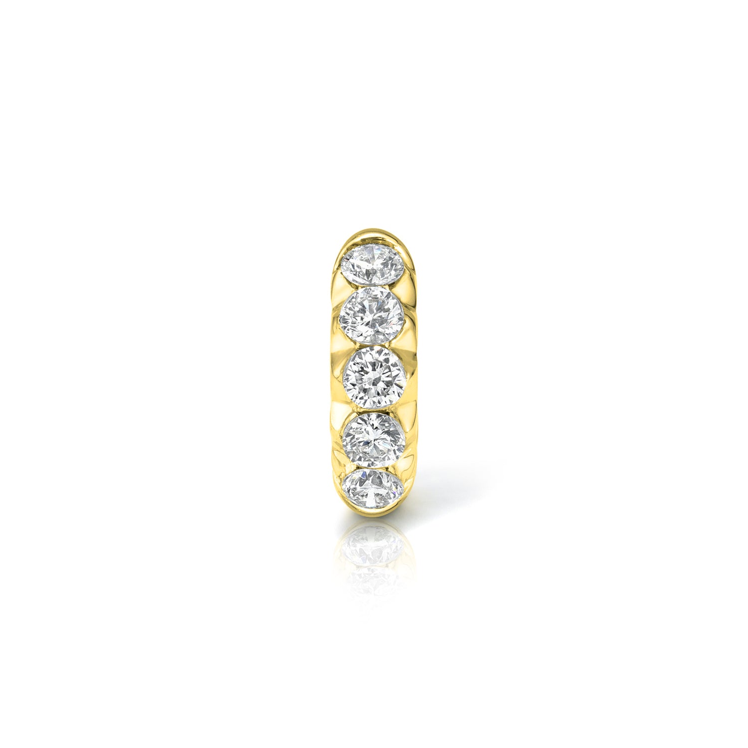 18k yellow gold 6.5mm hoop with floating round diamonds