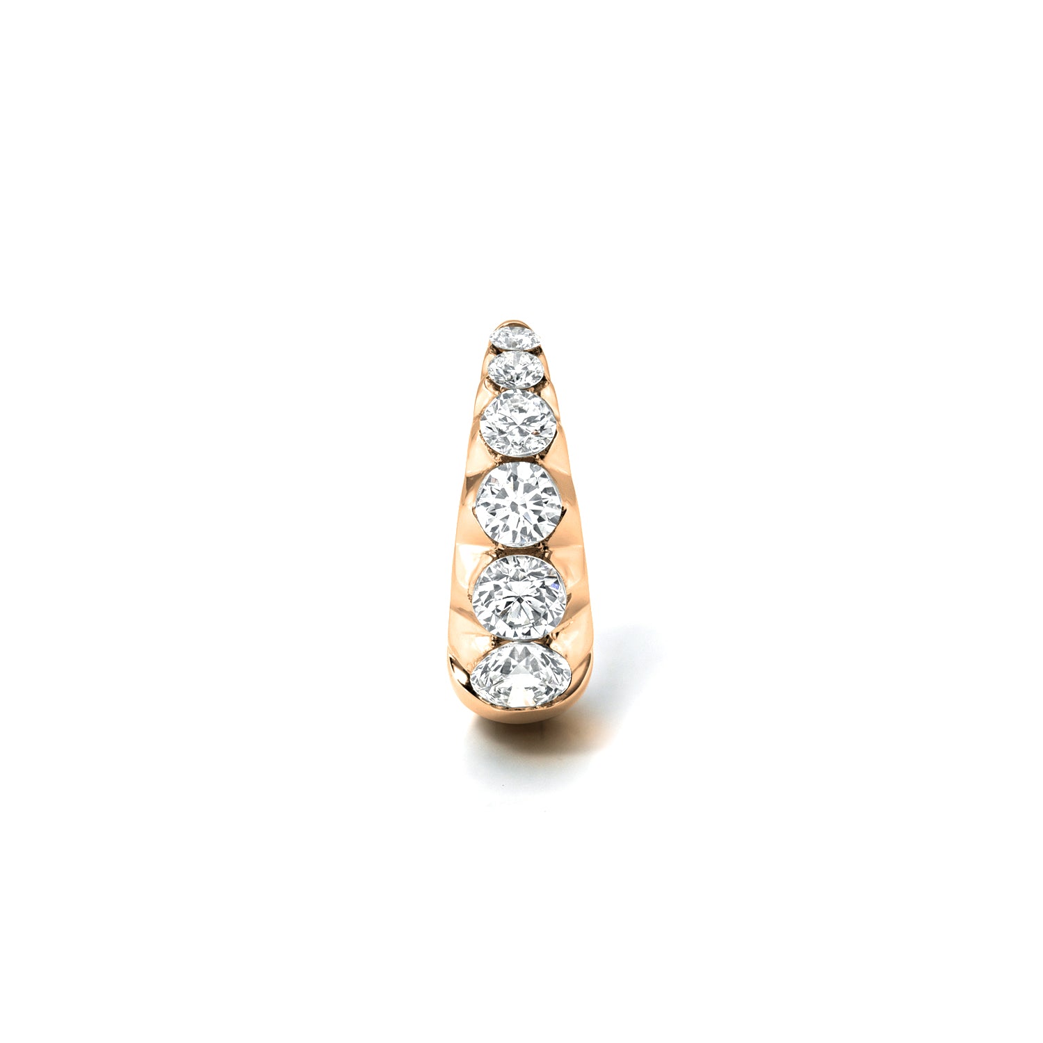 18k rose gold 9.5mm graduating round diamond tapered hoop