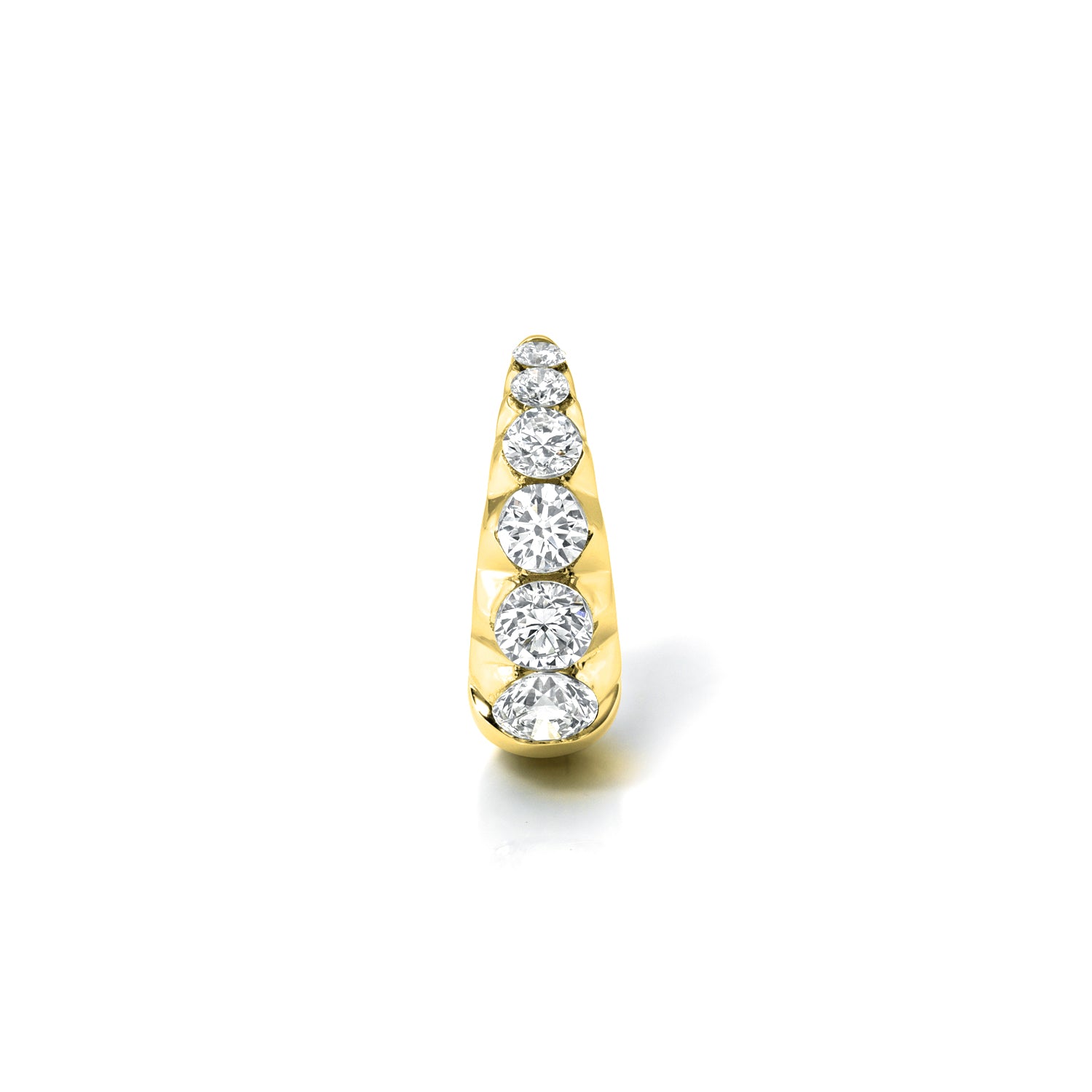 18k yellow gold 9.5mm graduating round diamond tapered hoop