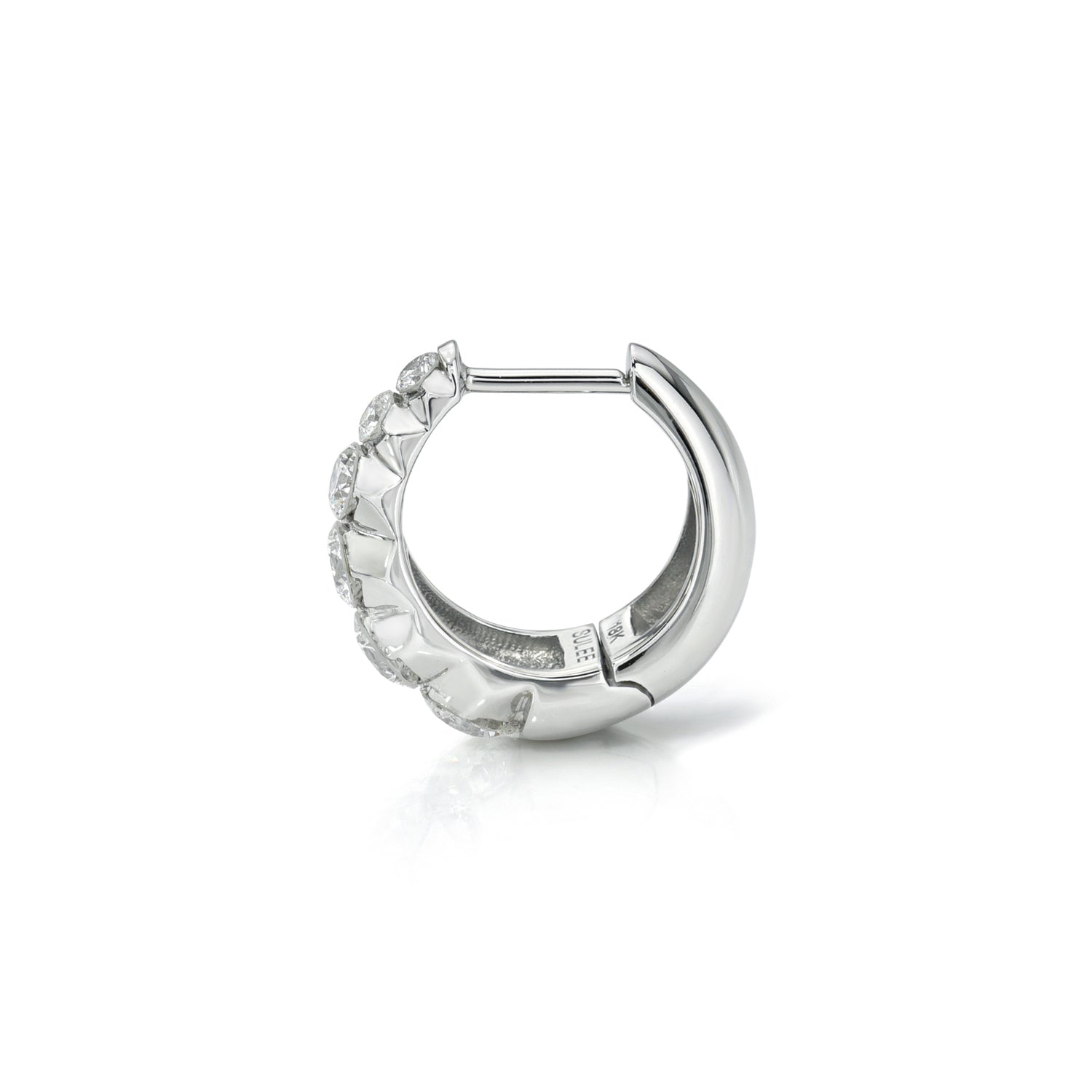 18k white gold 9.5mm graduating round diamond tapered hoop
