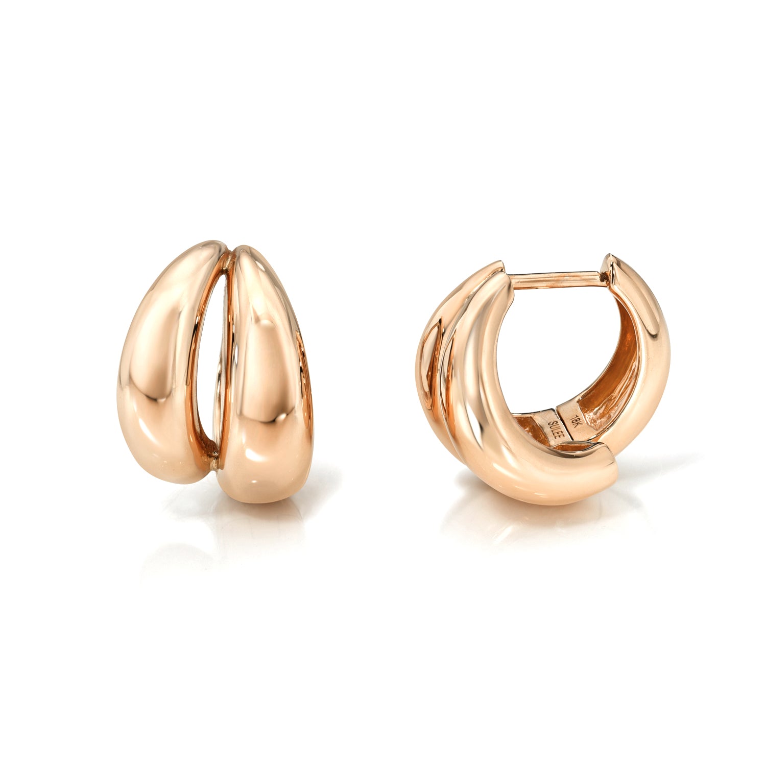 18k rose gold 9.5mm double tapered hoop