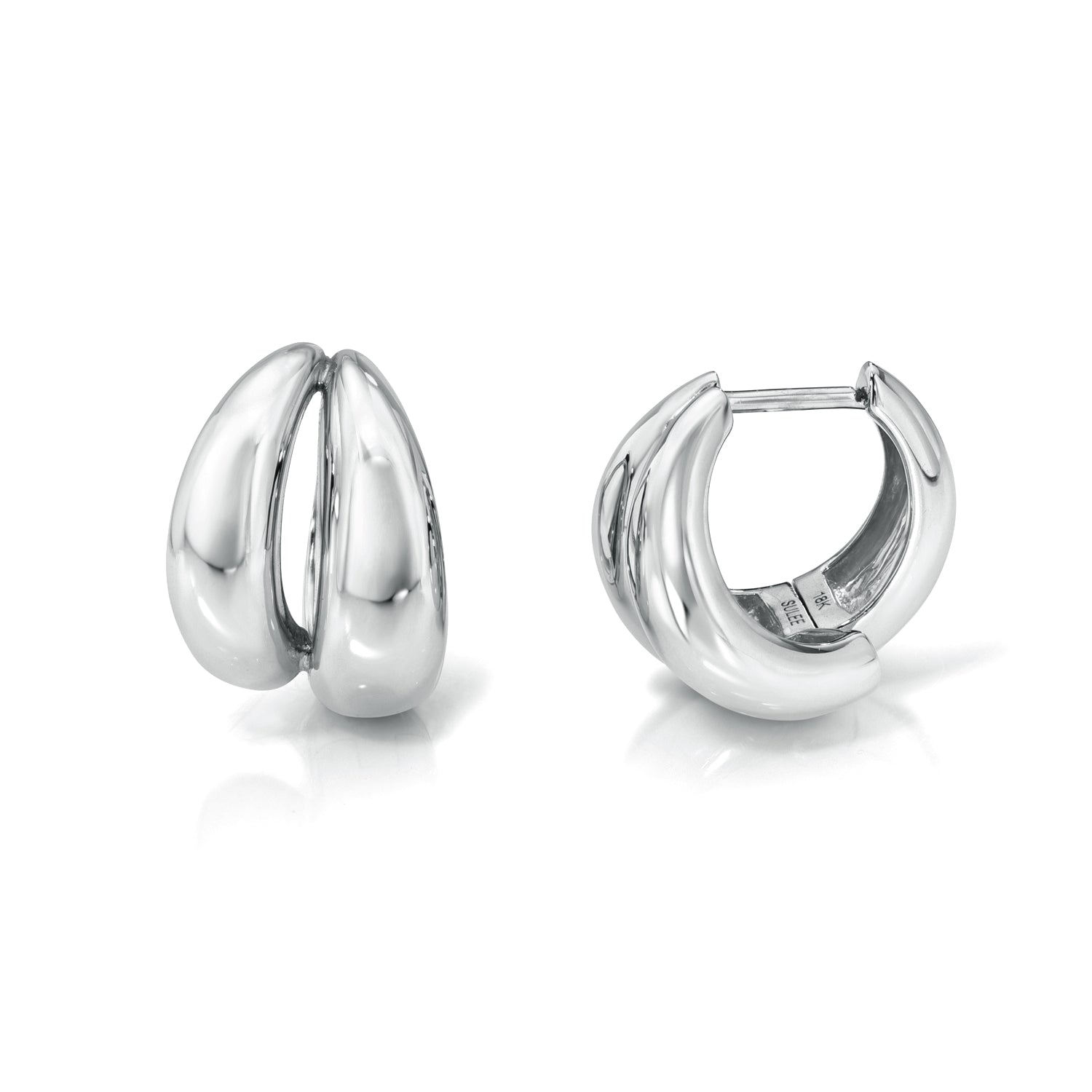 18k white gold 9.5mm double tapered hoop