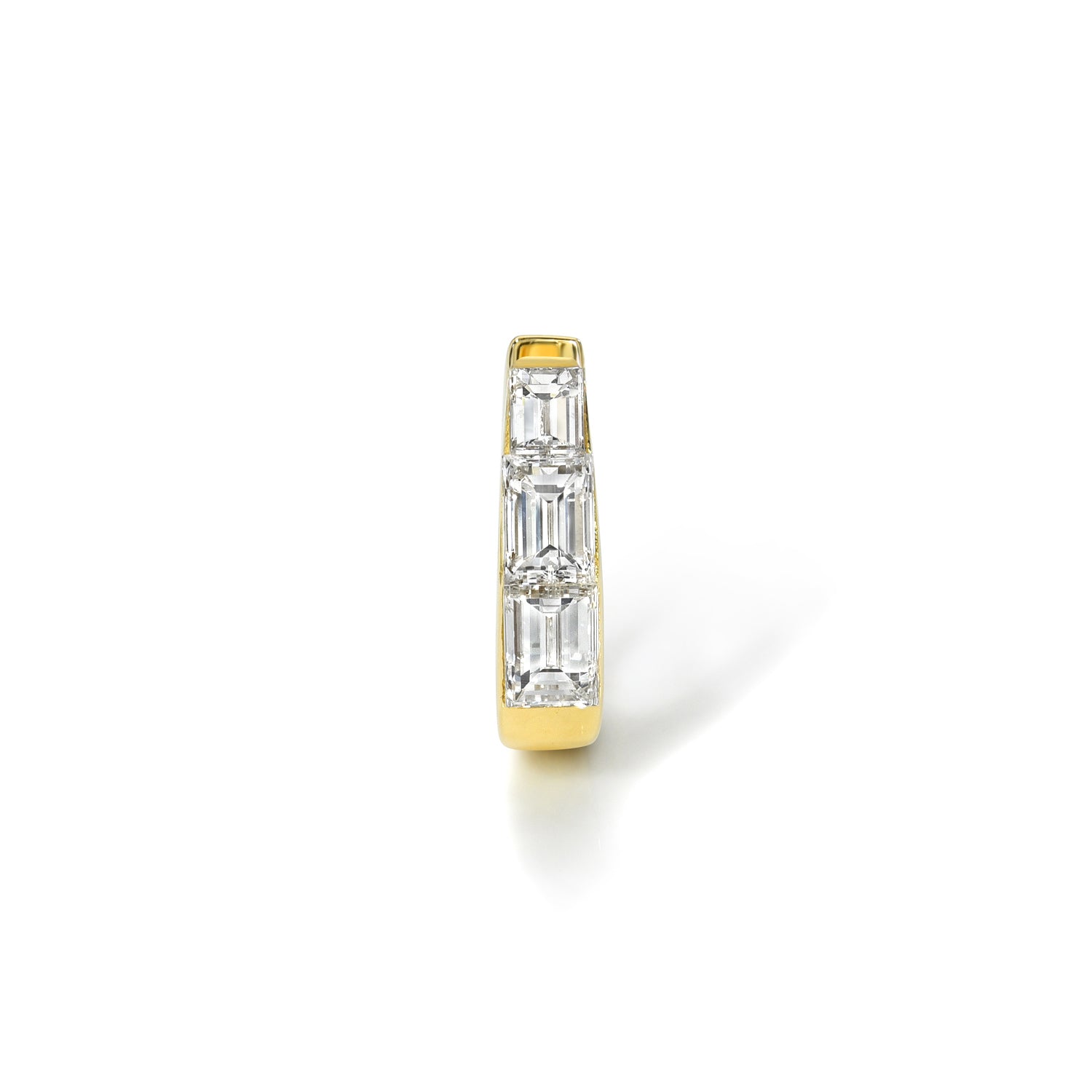 18k yellow gold 8mm baguette diamond tapered hoop