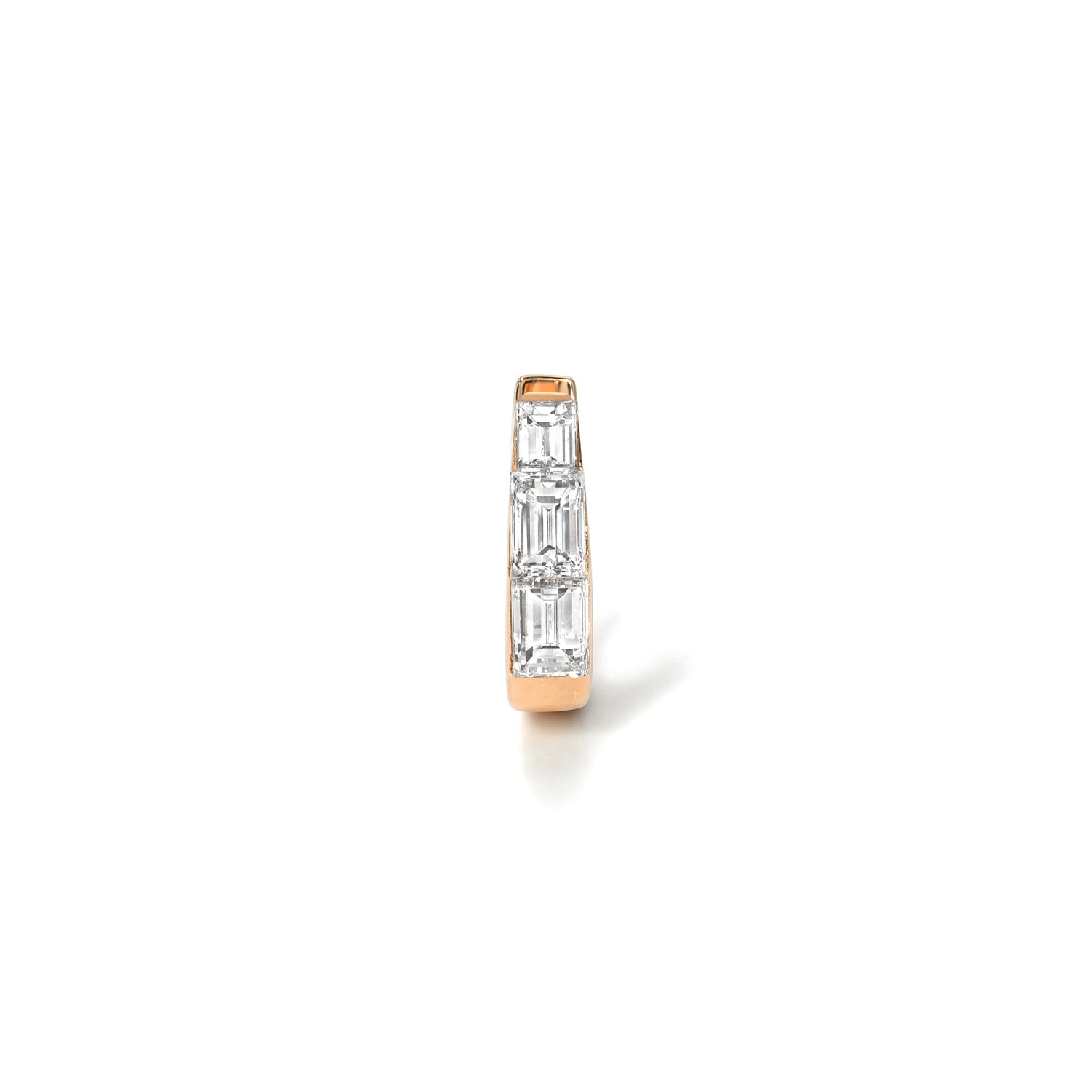 18k rose gold 6.5mm baguette diamond tapered hoop