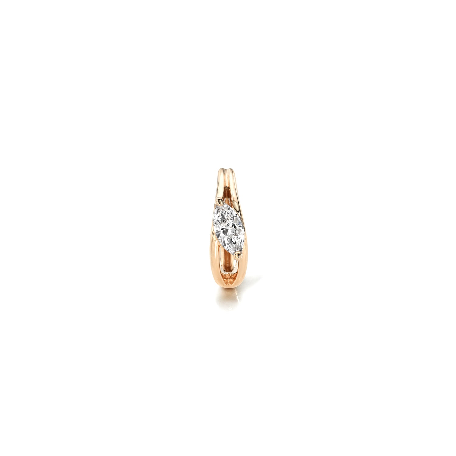 18k rose gold hoop with diagonal marquise diamond center