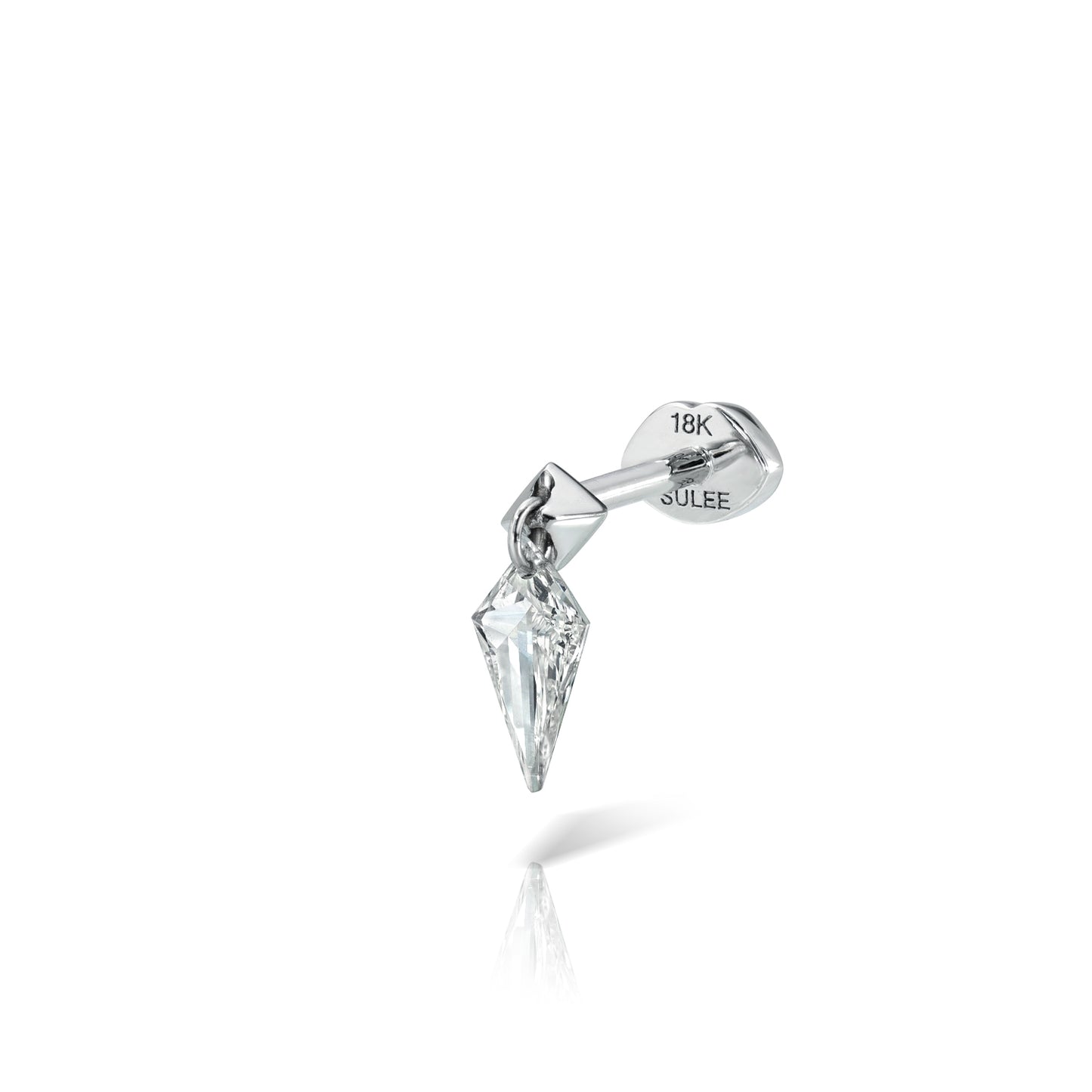 KITE SHAPED DIAMOND DANGLE THREADED LIP BACK EARRING