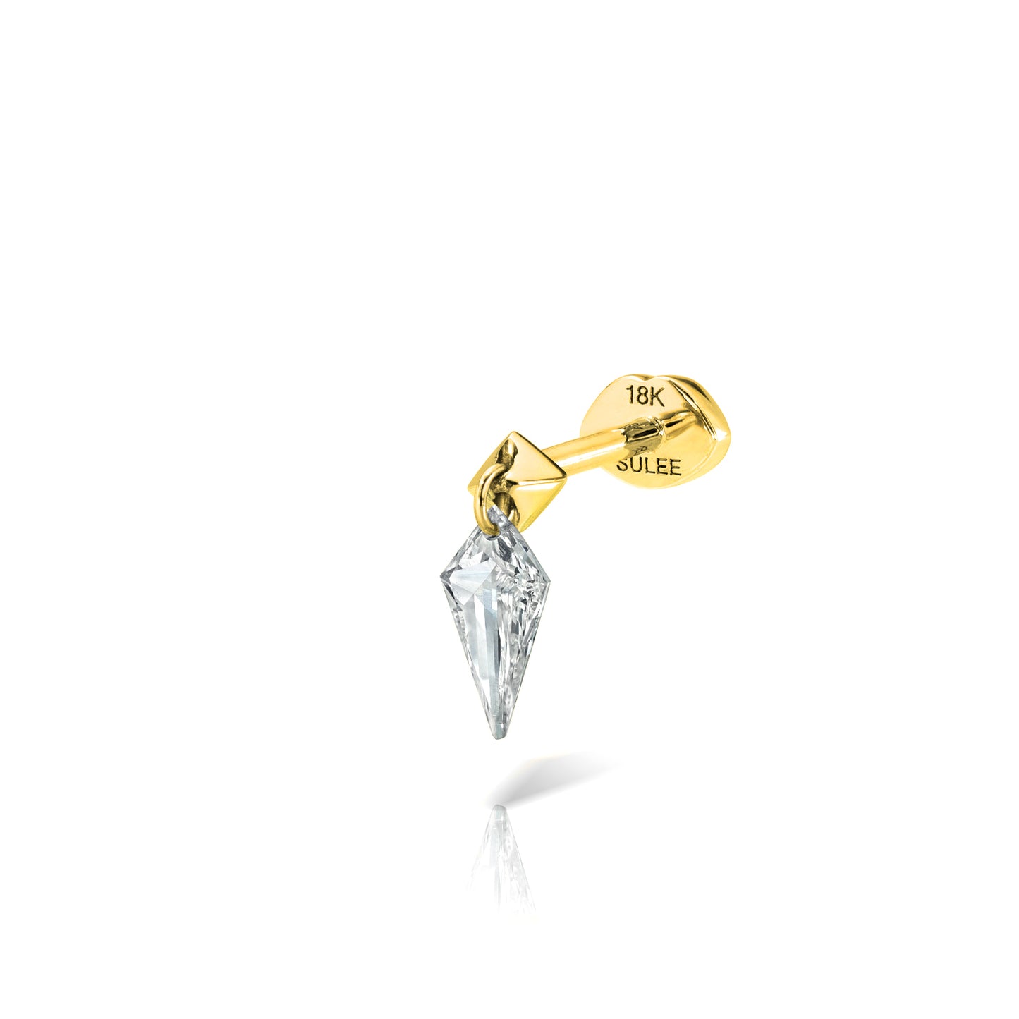 KITE SHAPED DIAMOND DANGLE THREADED LIP BACK EARRING