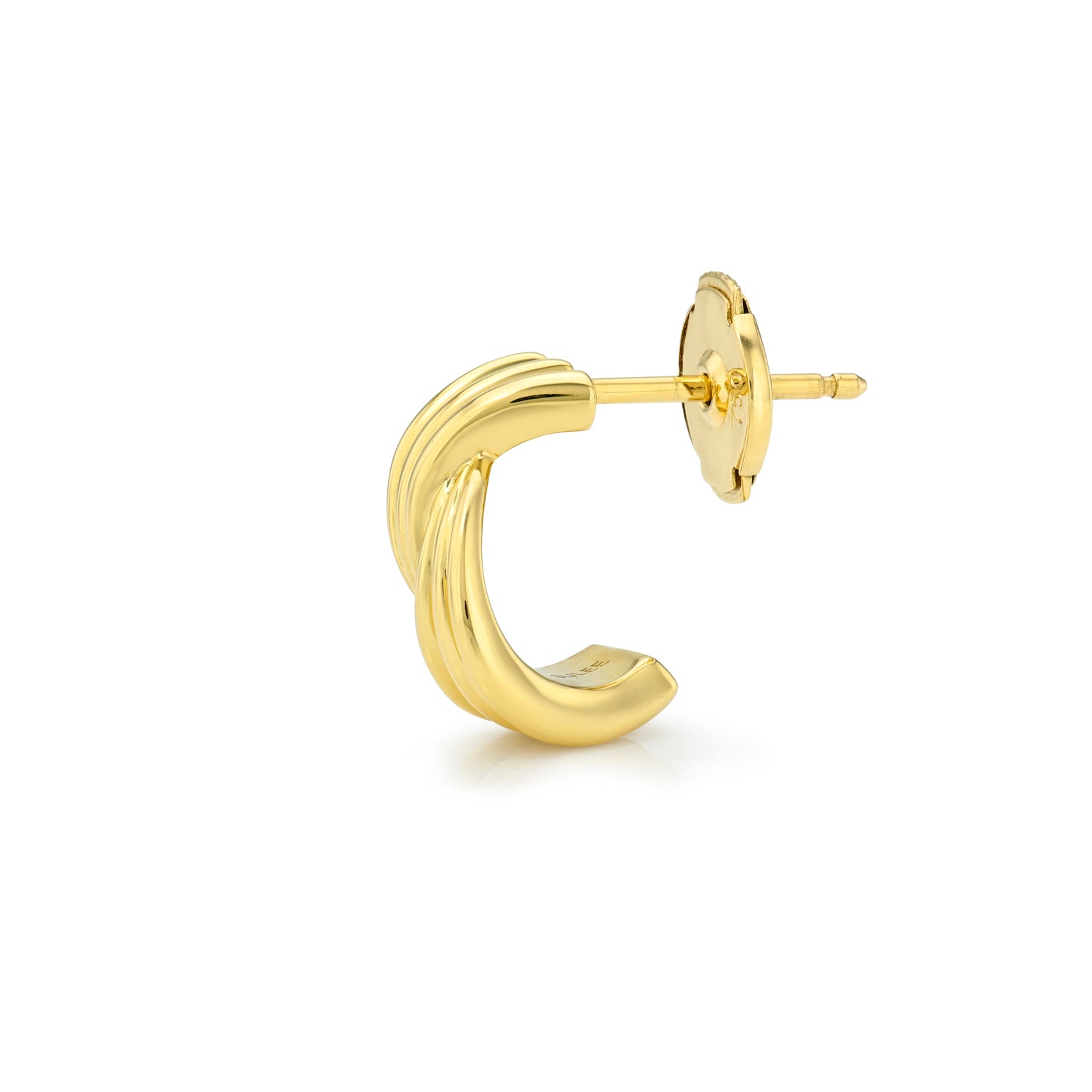18k yellow gold 9.5mm triple tapered half-hoop post earring