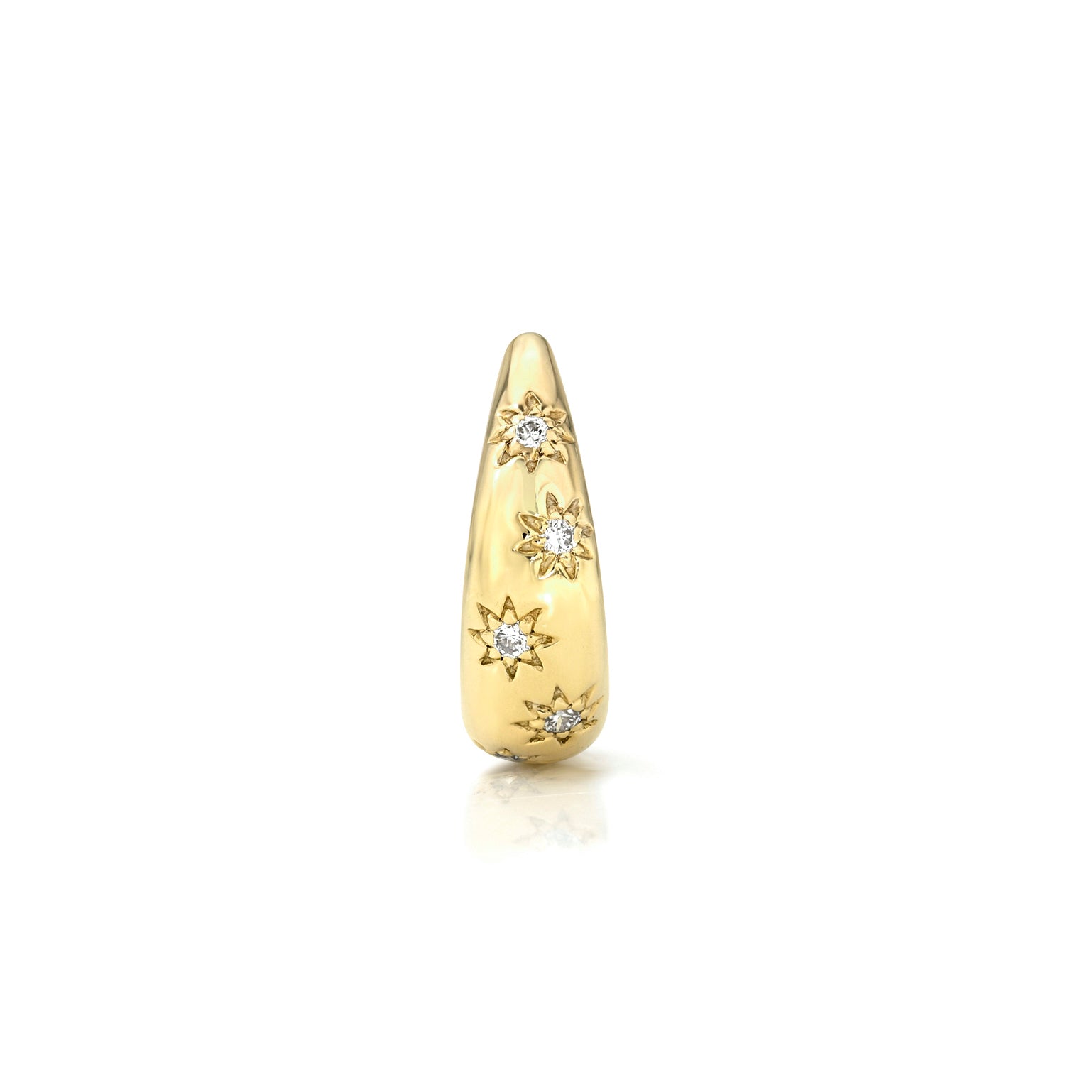 18k yellow gold 9.5mm tapered hoop with star detail with round diamonds