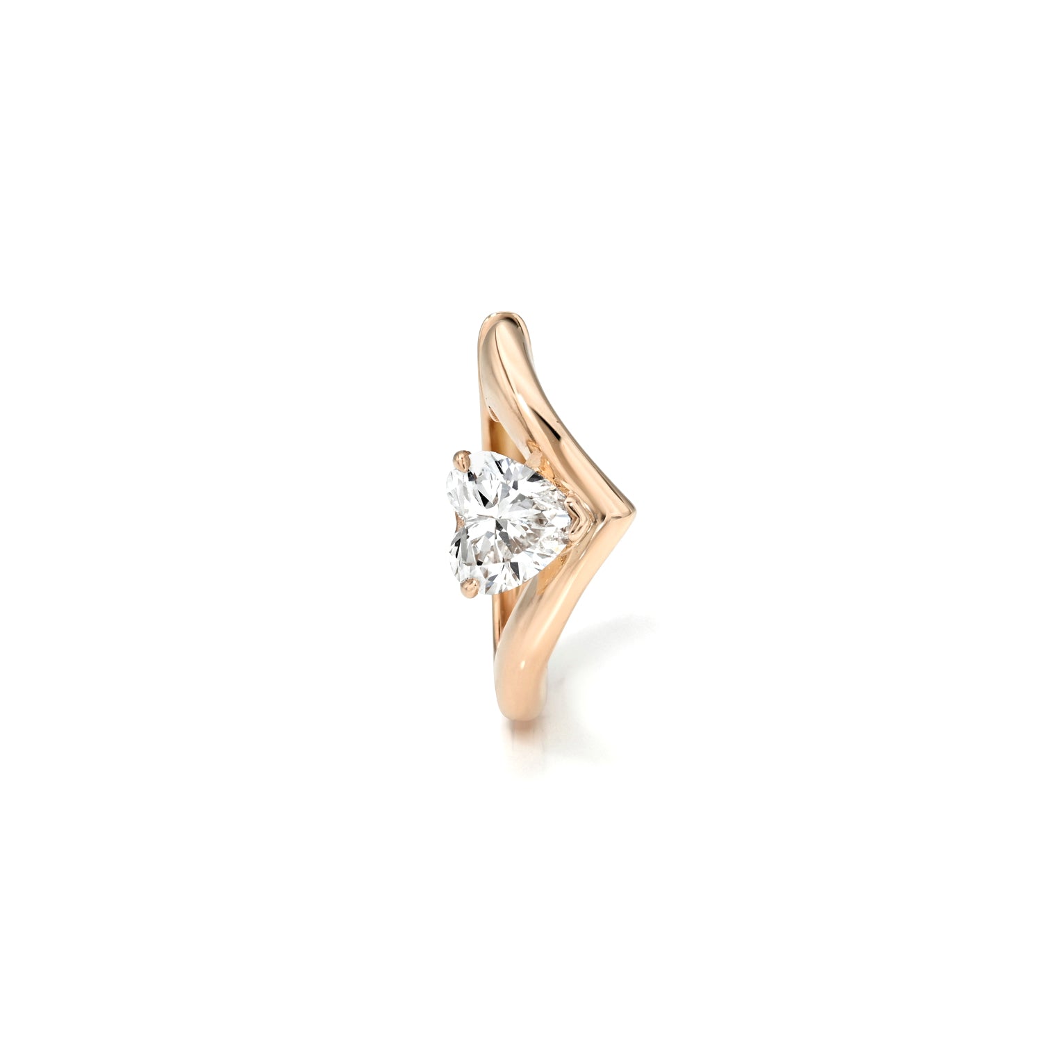 18k rose gold 9.5mm Viv hoop with heart diamond center
