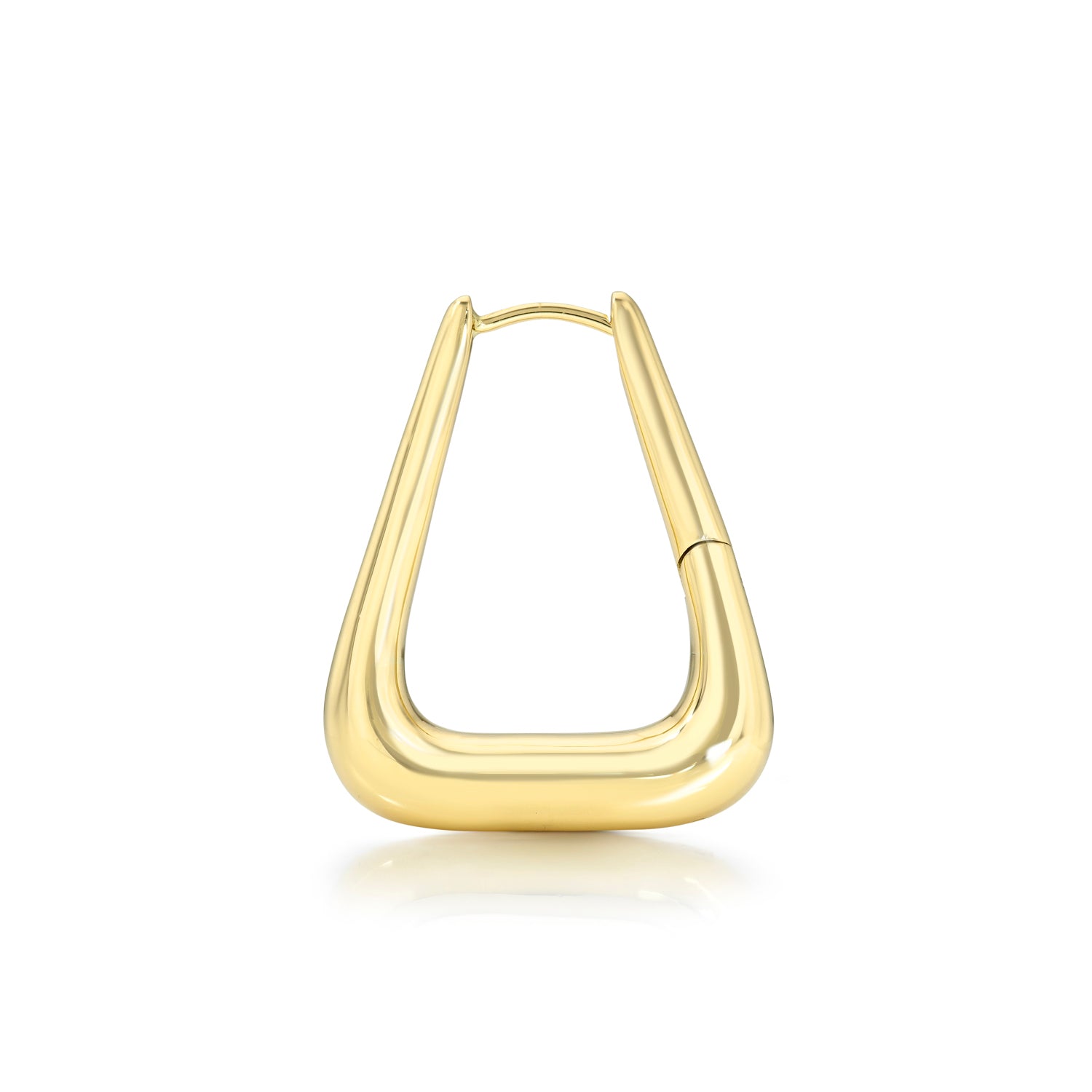 18k yellow gold 20mm trapezoid/trapeze shaped hinged hoop