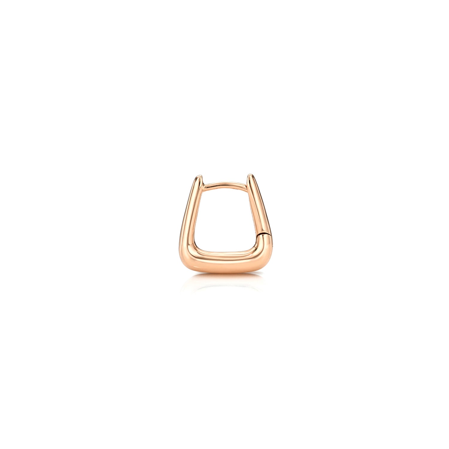 18k rose gold 8mm trapezoid/trapeze shaped hinged hoop