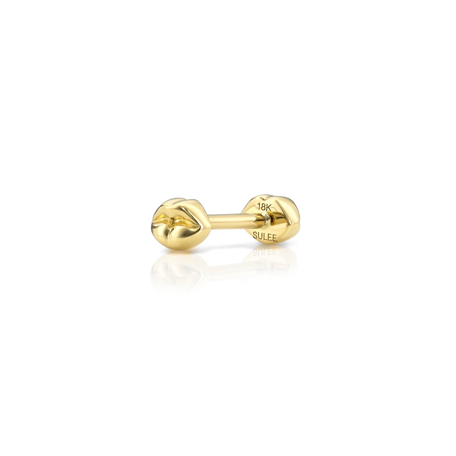 18k yellow gold lip stud with lip motif flat back