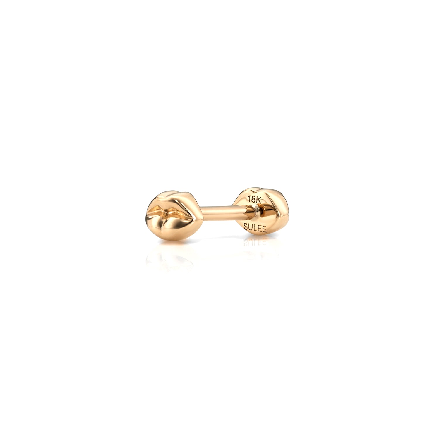 18k rose gold lip stud with lip motif flat back