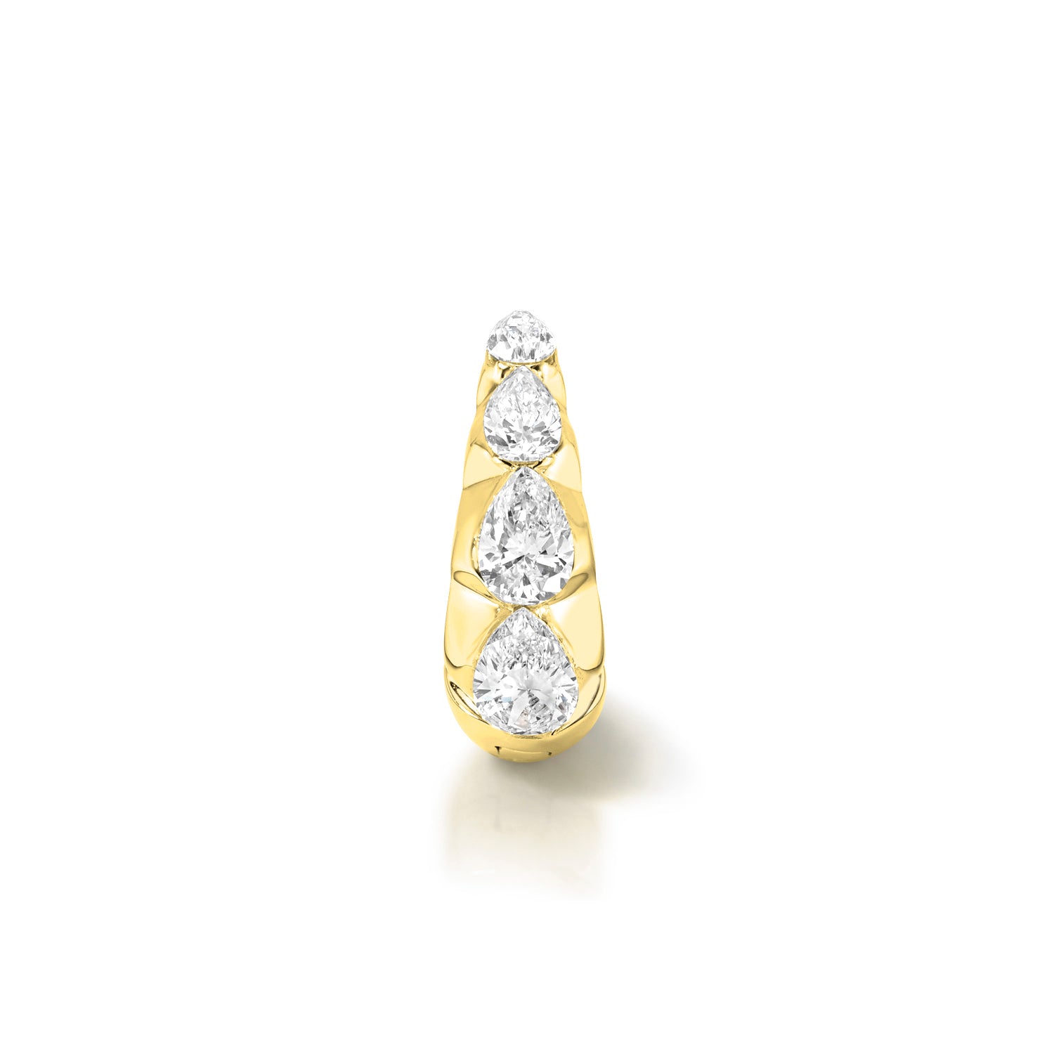 18k yellow gold 9.5mm graduating pear diamond tapered hoop