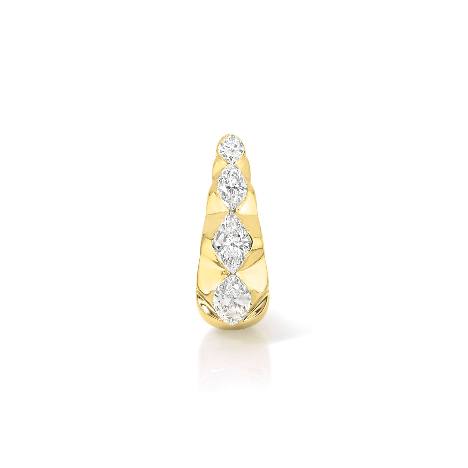 18k yellow gold 9.5mm graduating marquise diamond tapered hoop
