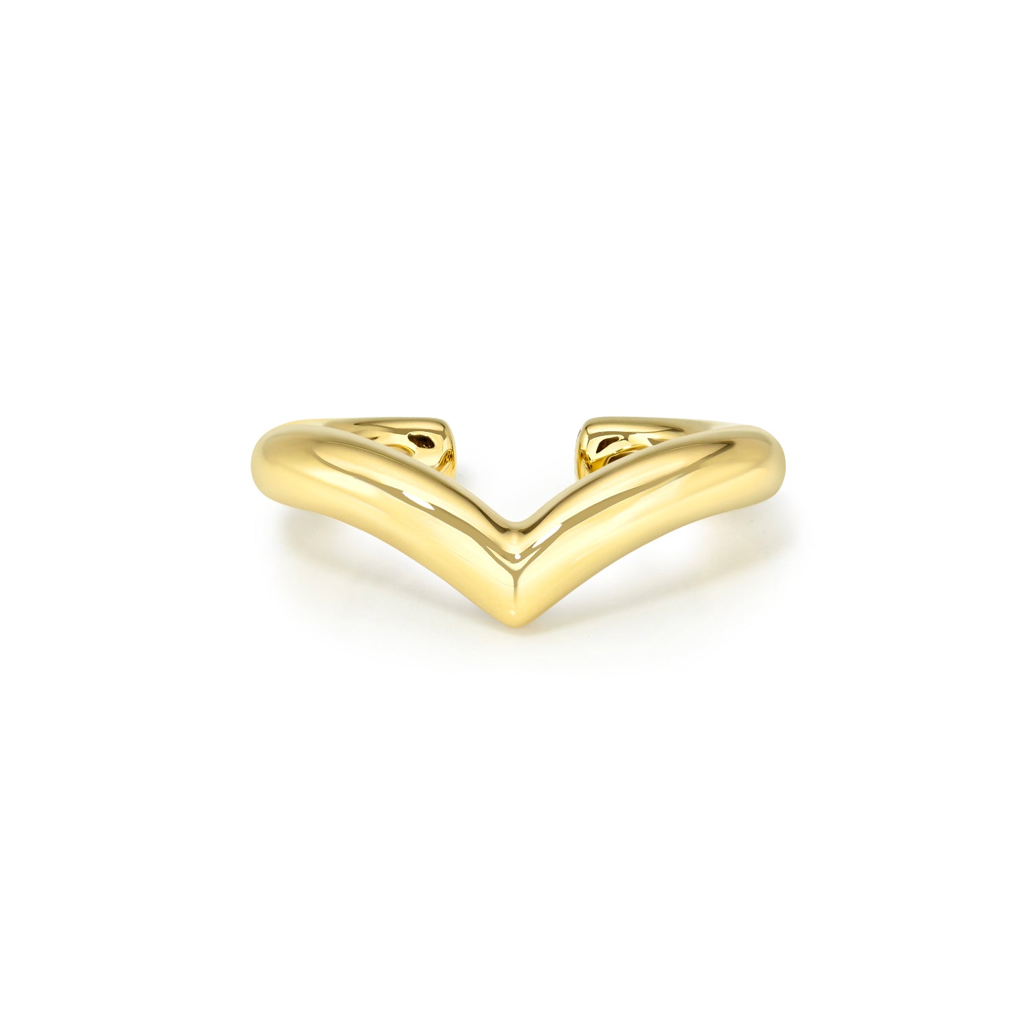 18k yellow gold bold V shaped ear cuff