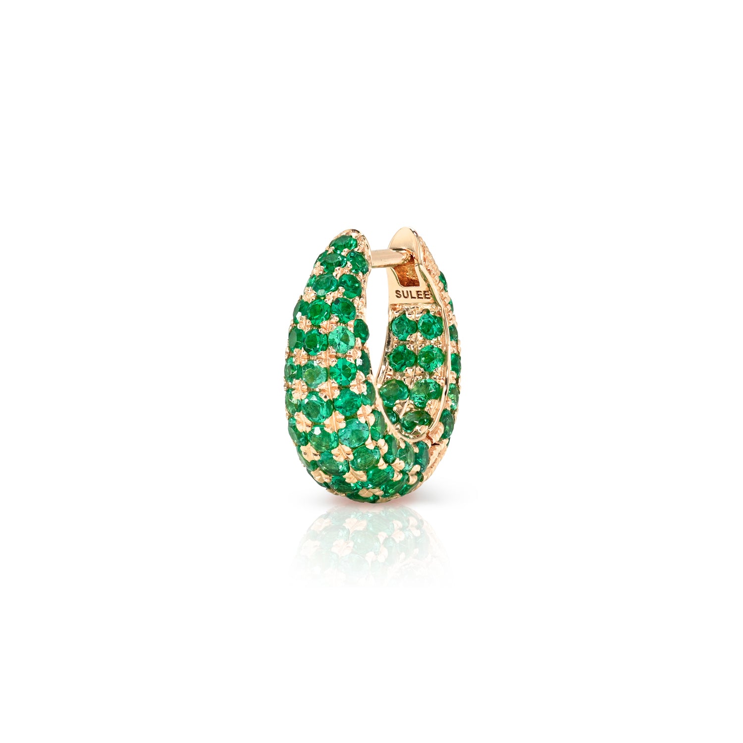 8MM EMERALD ENCRUSTED TAPERED HOOP