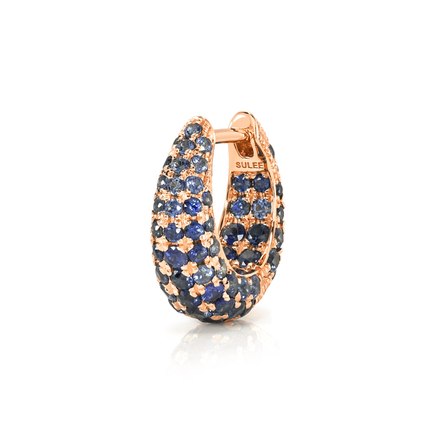 8MM BLUE SAPPHIRE ENCRUSTED TAPERED HOOP