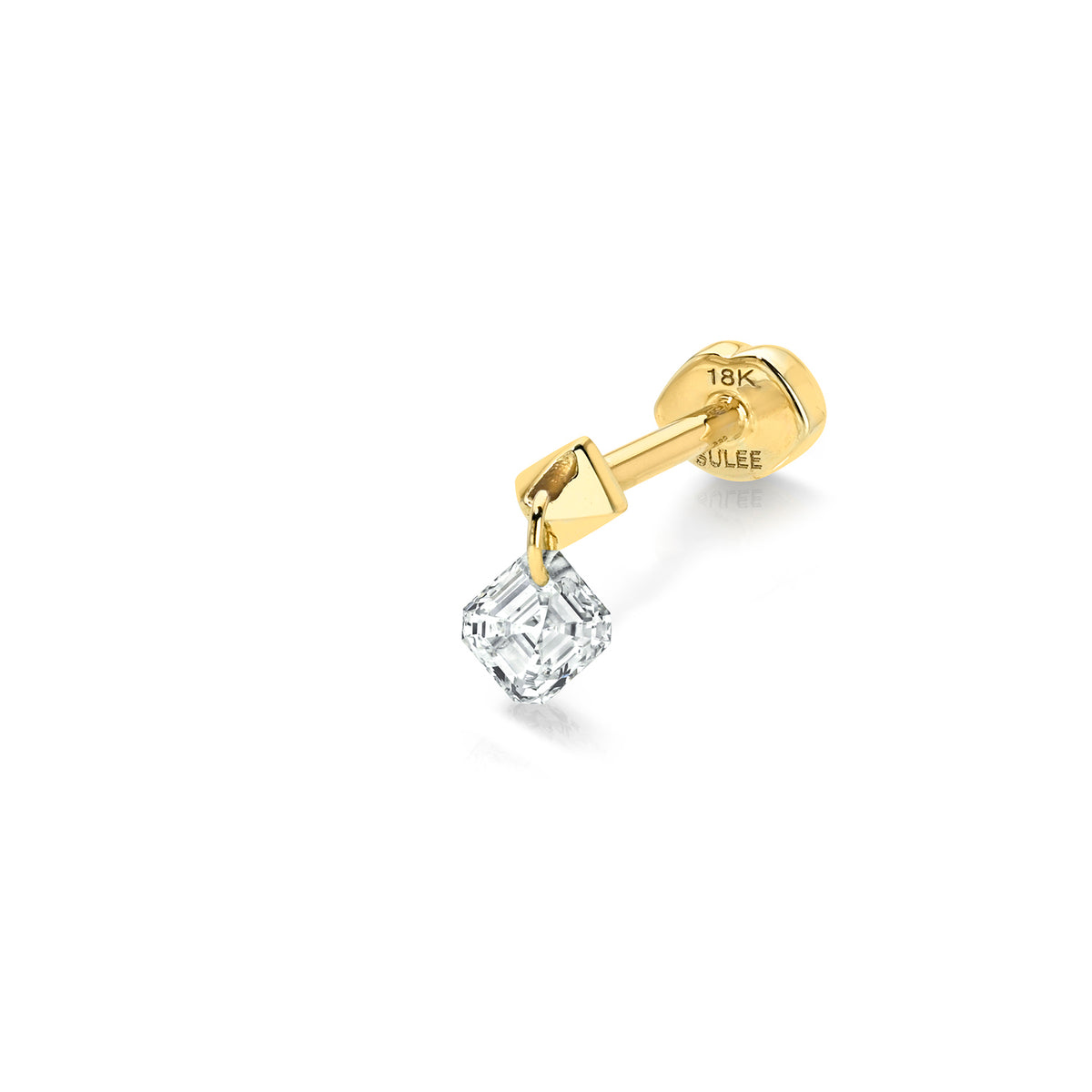 ASSCHER DIAMOND DANGLE THREADED STUD