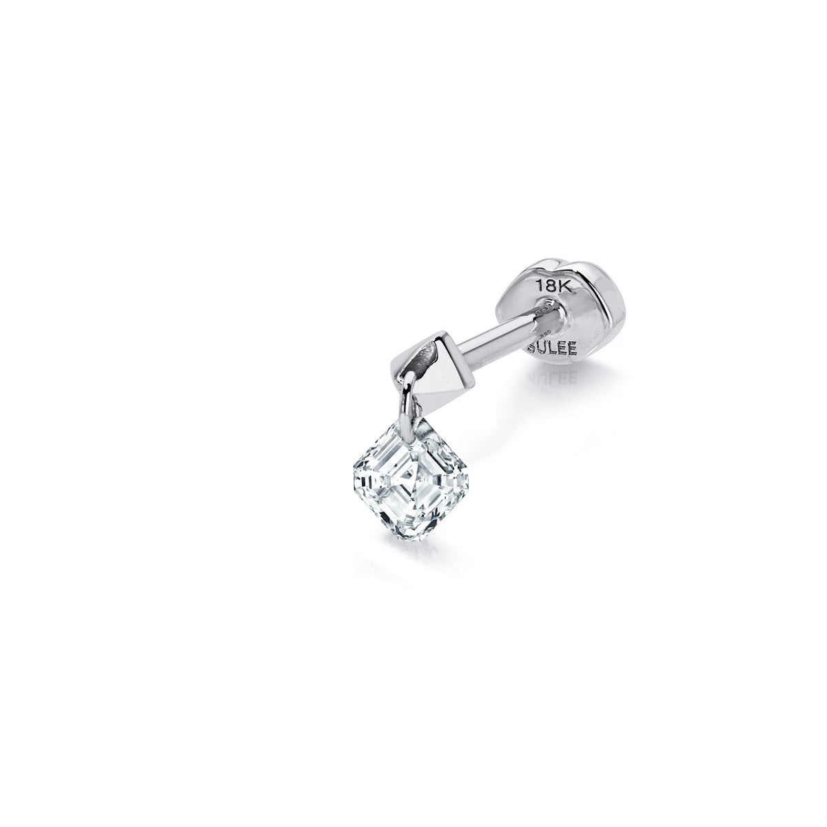 ASSCHER DIAMOND DANGLE THREADED STUD