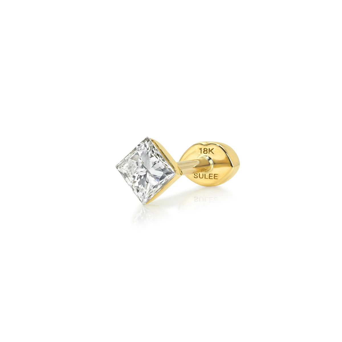 FLOATING PRINCESS-CUT DIAMOND THREADED STUD