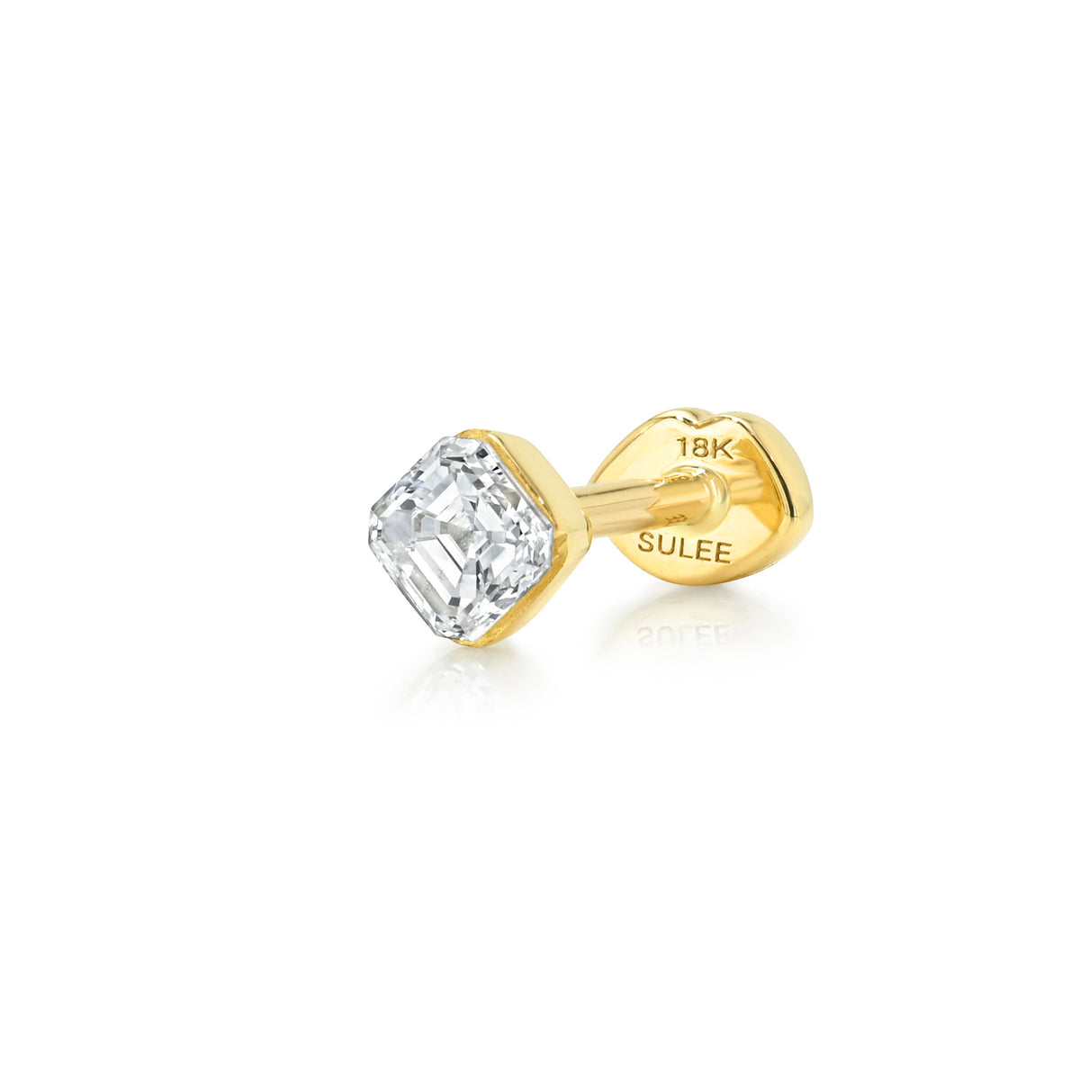 FLOATING ASSCHER DIAMOND THREADED STUD