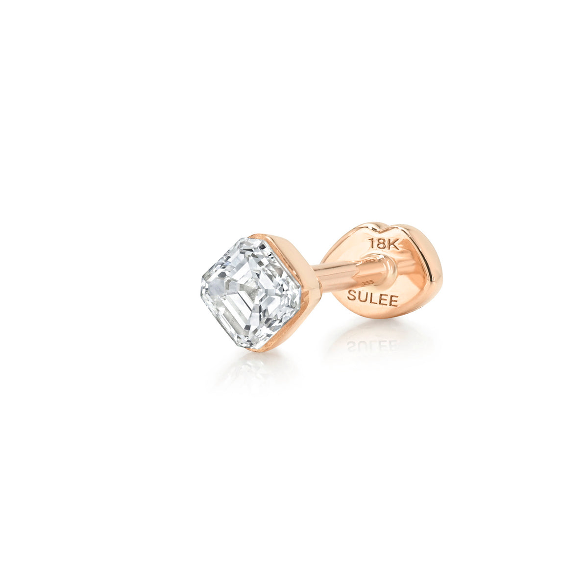 FLOATING ASSCHER DIAMOND THREADED STUD