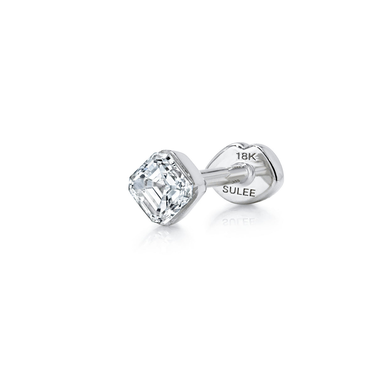 FLOATING ASSCHER DIAMOND THREADED STUD