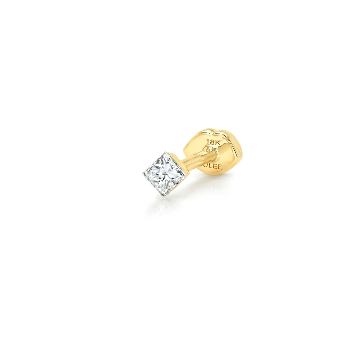 FLOATING PRINCESS-CUT DIAMOND THREADED STUD