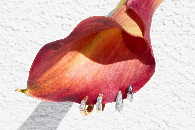 diamond hoops on tulip flower