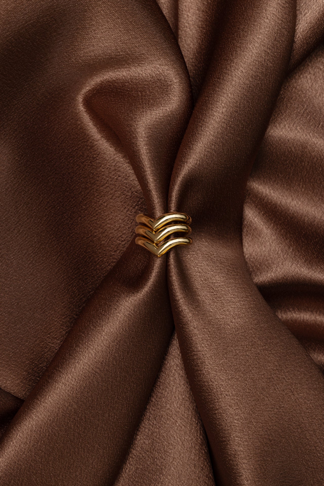 3 units of 18k yellow gold bold V shaped ear cuff