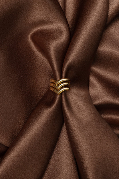 3 units of 18k yellow gold bold V shaped ear cuff