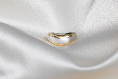 18k yellow gold and white gold lobe cuff earring