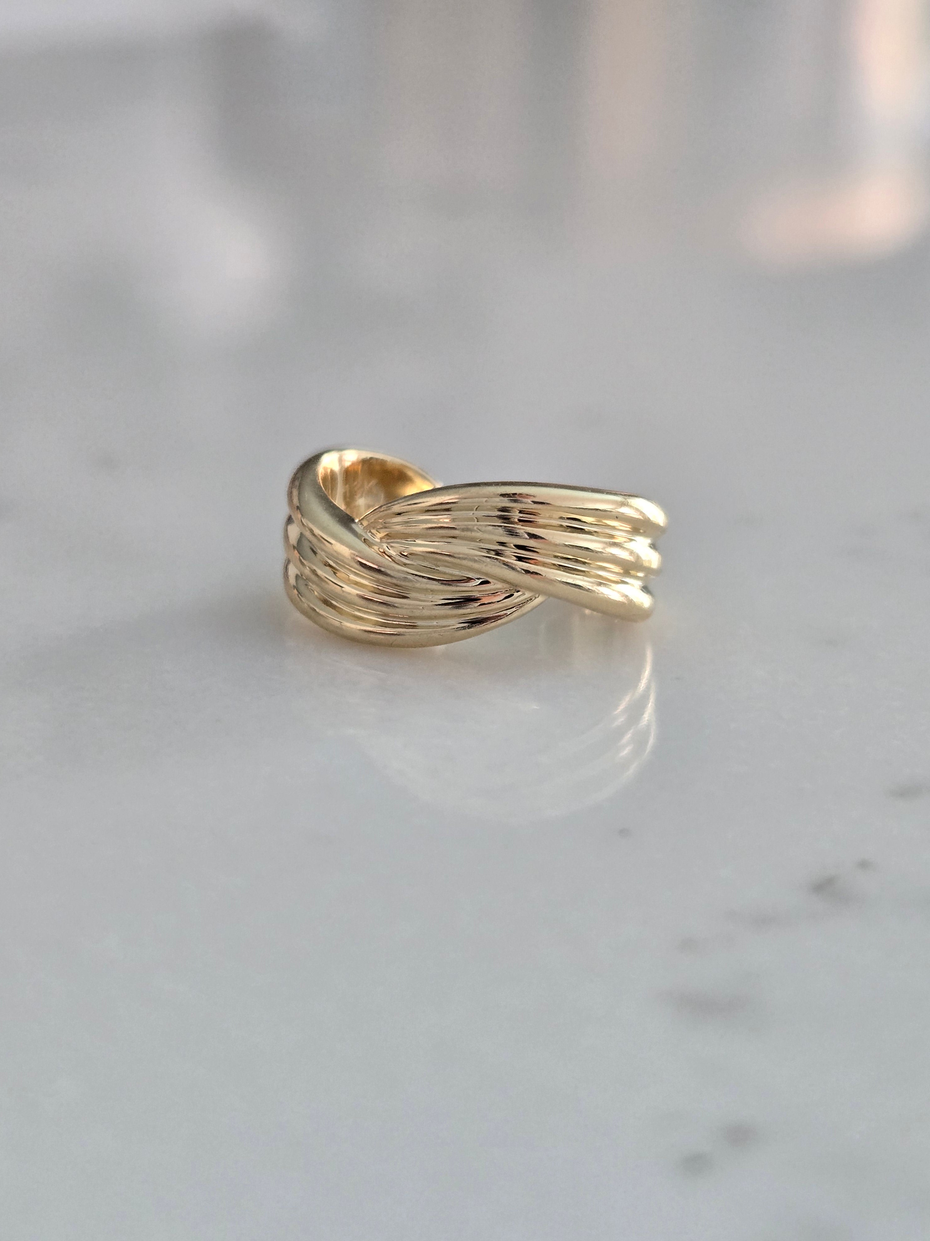18k yellow gold triple tapered ear cuff