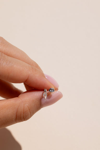KITE SHAPED DIAMOND DANGLE THREADED LIP BACK EARRING