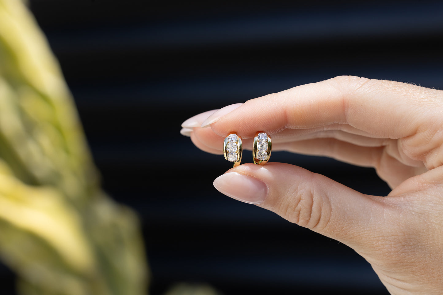 CUSHION DIAMOND TRIPLET HOOP