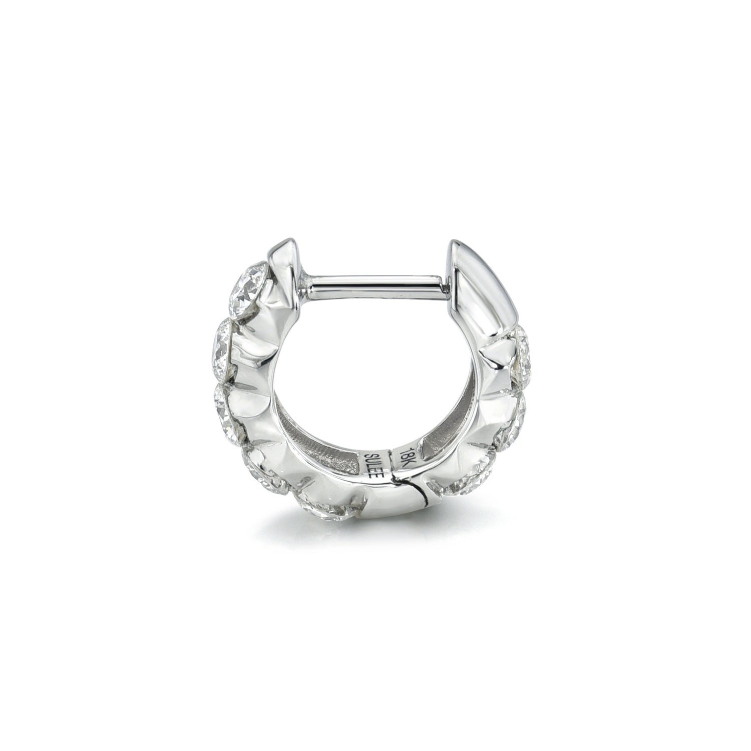 18k white gold 6.5mm hoop with floating round diamonds