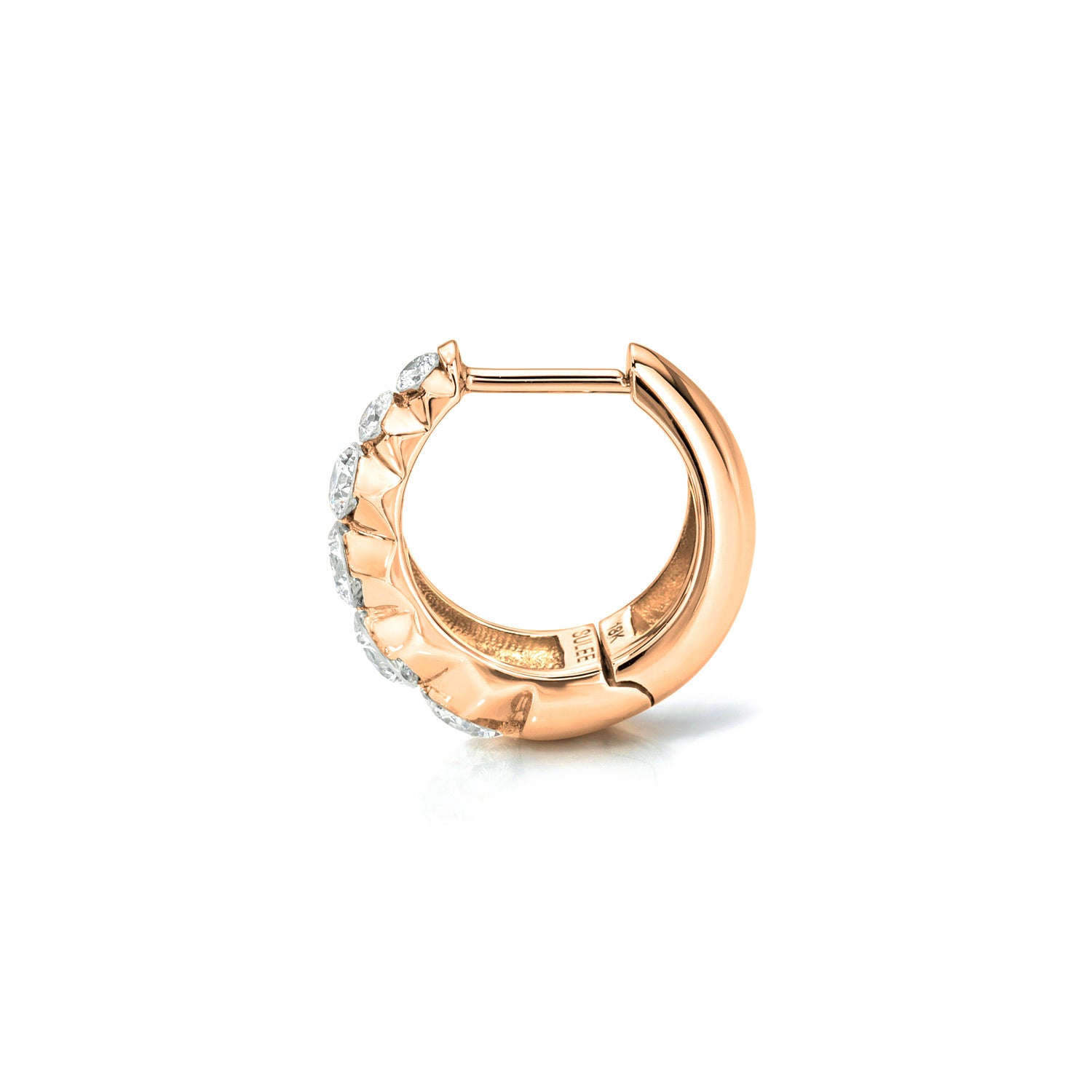 18k rose gold 9.5mm graduating round diamond tapered hoop