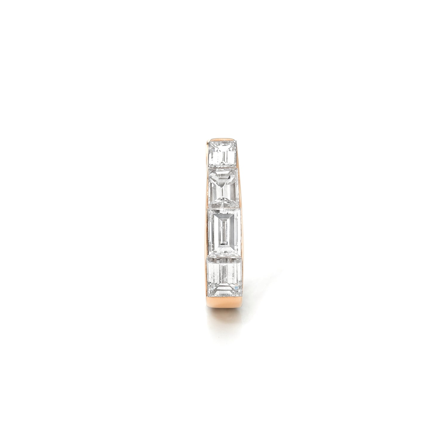 18k rose gold 9.5mm baguette diamond tapered hoop