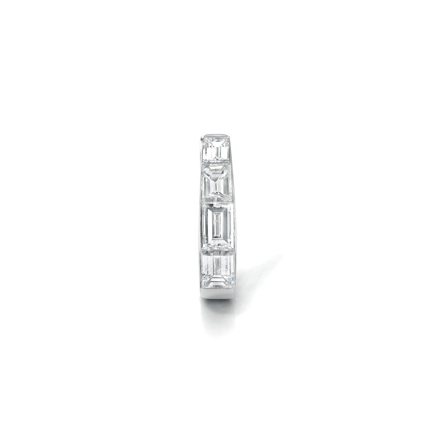 18k white gold 9.5mm baguette diamond tapered hoop