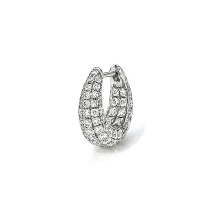 TAPERED PAVE DIAMOND ENCRUSTED HOOP