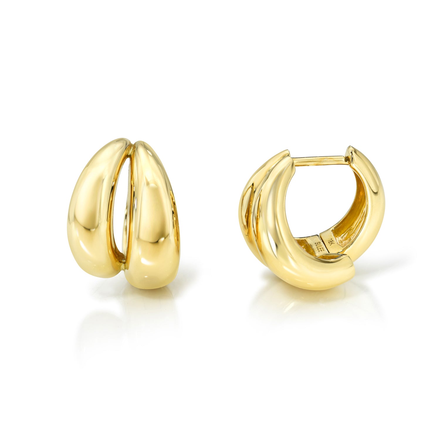 18k yellow gold 9.5mm double tapered hoop