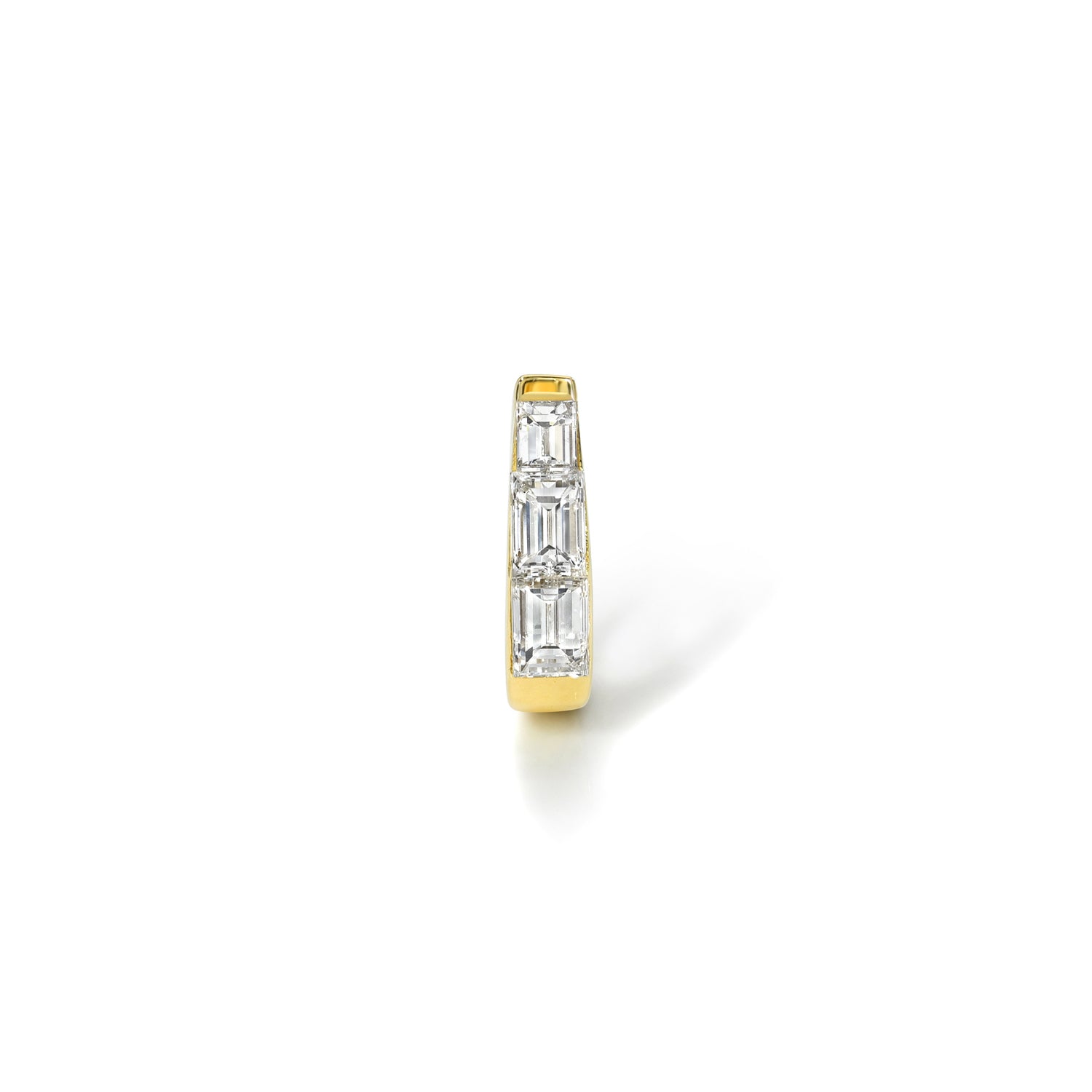 18k yellow gold 6.5mm baguette diamond tapered hoop