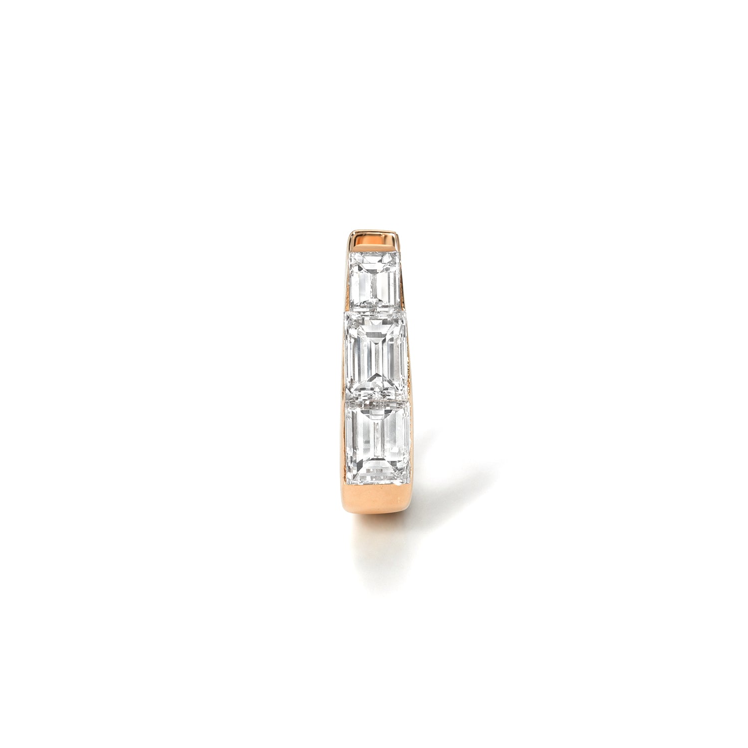 18k rose gold 8mm baguette diamond tapered hoop