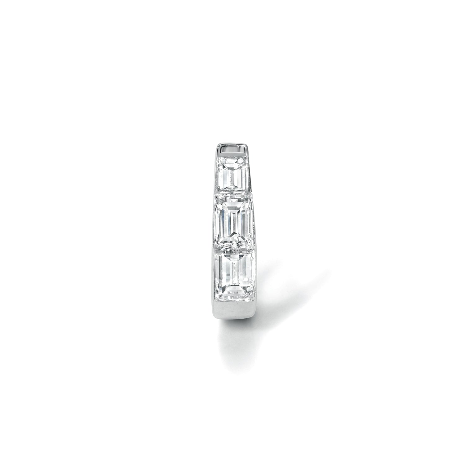 18k white gold 8mm baguette diamond tapered hoop