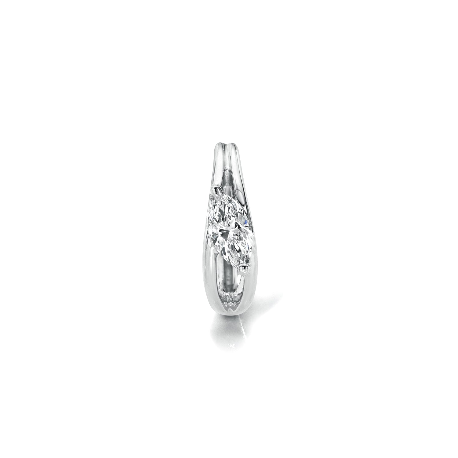 18k white gold hoop with diagonal marquise diamond center